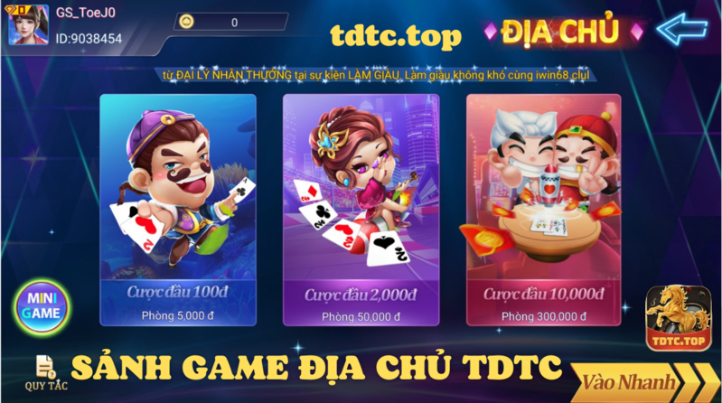 sảnh game bài địa chủ tdtc